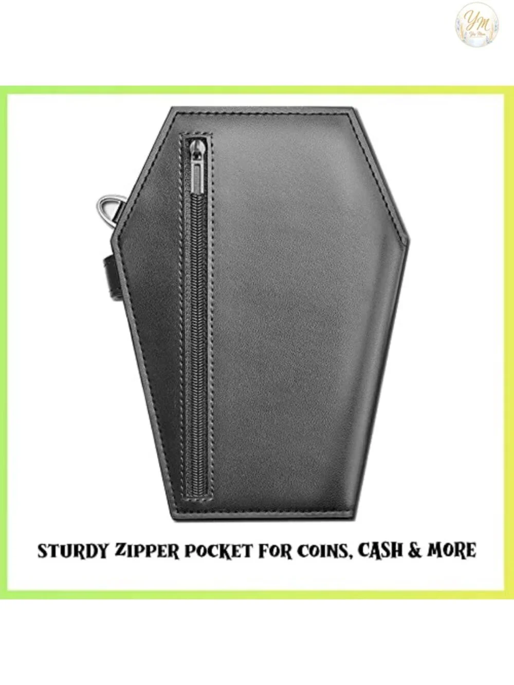 Gothic Coffin Wallet with Skulls and Moon - Vegan Leather Witch Purse with
